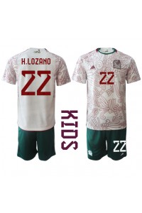 Meksiko Hirving Lozano #22 Jalkapallovaatteet Lasten Vieraspeliasu MM-kisat 2022 Lyhythihainen (+ Lyhyet housut)